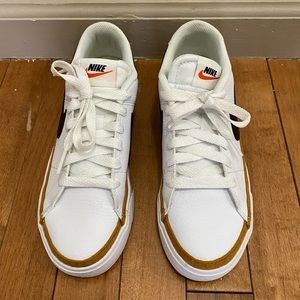 Nike Court Legacy- Sz 7- WMS- Color: White/Black/Desert Ochre